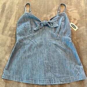 Old Navy Womens Tank Top Size S Chambray Blue Spaghetti Strap Coastal Cowgirl NW